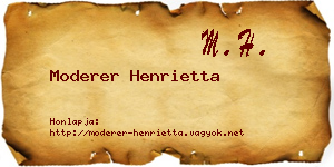 Moderer Henrietta névjegykártya